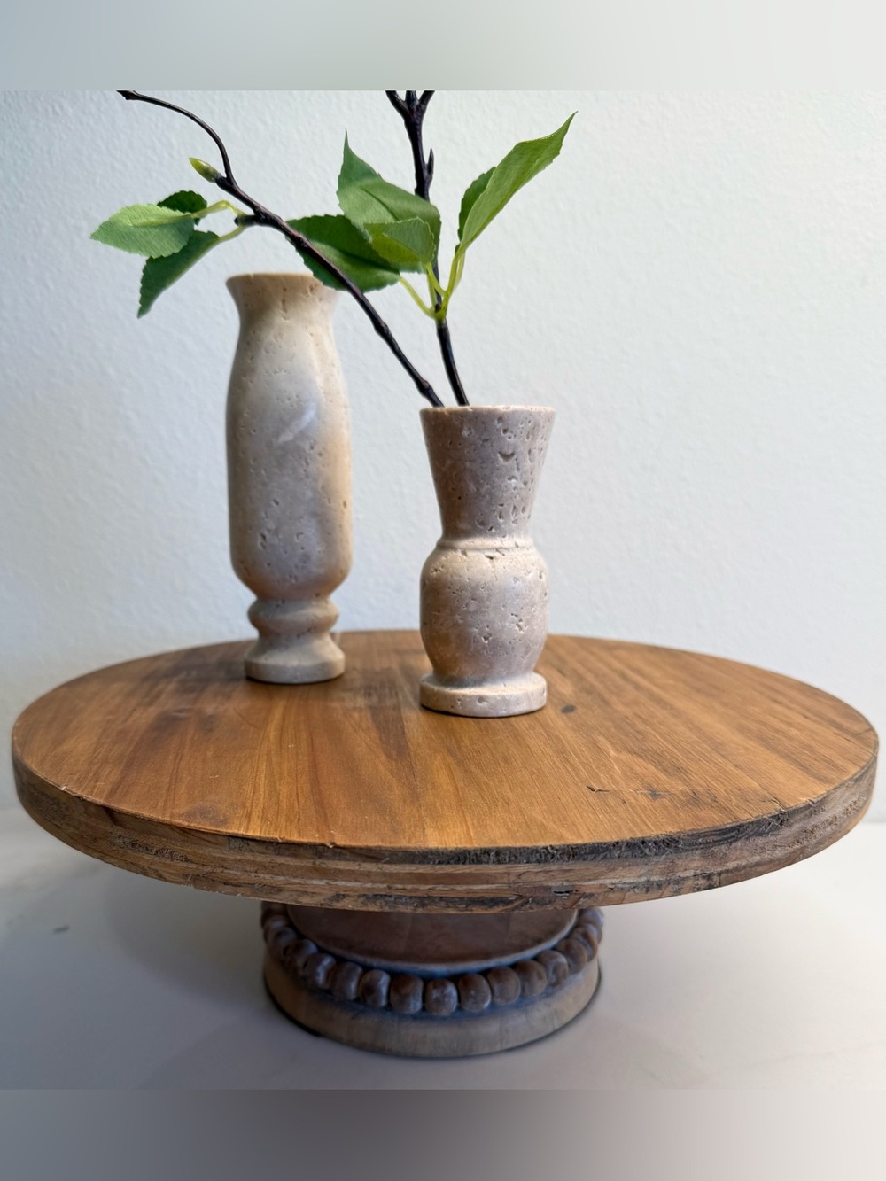 Magnolia Wood Ellis Small Pedestal Cake Stand Rustic Farmhouse